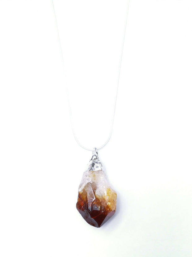Natural Citrine Rough Necklace with sterling Silver chain
