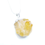 Natural Citrine Rough Pendant with sterling Silver chain