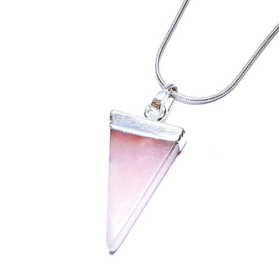 Natural Rose Quartz Pink Love crystal pendant with stainless steel snake chain.