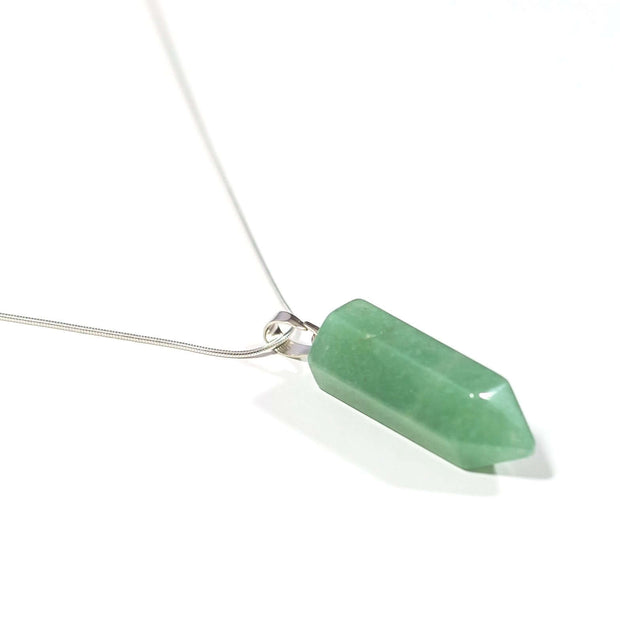 Side view of Green Aventurine natural crystal Necklace.