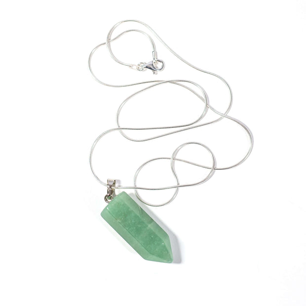 Overview of natural crystal Green aventurine healing necklace.