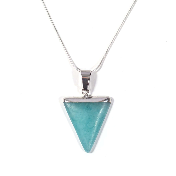 Amazonite Triangle pendant. Crystal of soothing.