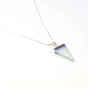 Natural communication crystal opal triangle pendant with high quality stainless steel snake chain.