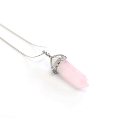 Love peace & compassion pink rose quartz  bullet point crystal pendant