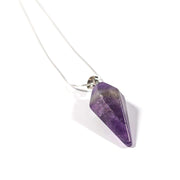Natural relaxing crystal Amethyst with stainless steel snake chain.