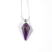 Amethyst oval pendulum necklace with chain.