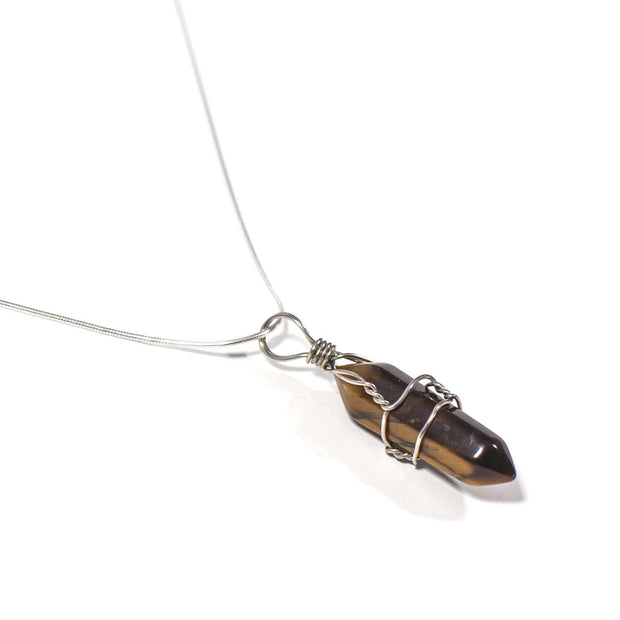 Tigers eye wrapped wire necklace with high quality snake chain.