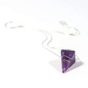 Natural Amethyst pyramid pendant with high quality snake chain.