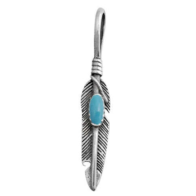 Sterling Silver & Turquoise Feather Pendant - G.D.Morgan Jewellery Collection