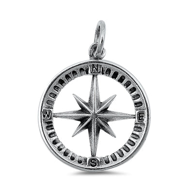 Silver Compass Pendant | Necklace