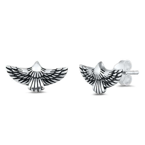 Men's pair of 925 Sterling Silver Eagle stud earrings