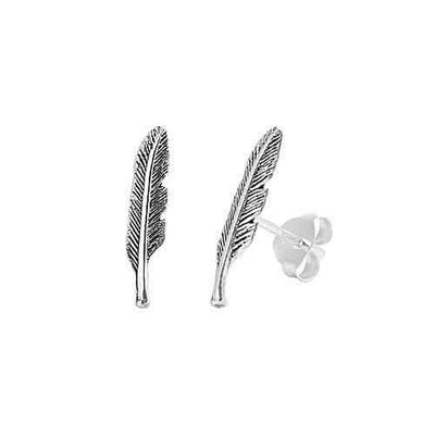 Sterling Silver Feather Stud Earrings - G.D.Morgan Jewellery Collection