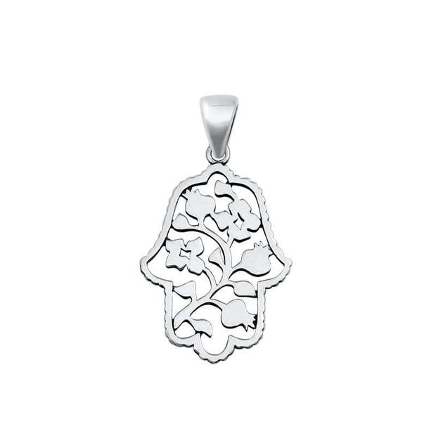 Sterling Silver Floral Hamsa Hand Pendant - G.D.Morgan Jewellery Collection