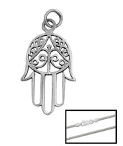 Sterling Silver Filigree Hamsa Hand Pendant | Necklace