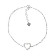 Women's CZ Heart Sterling Silver Bracelet pic 2 cute
