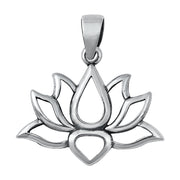 Sterling Silver Lotus Flower Pendant | Necklace