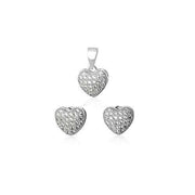 Silver Heart Earring & Necklace Set - G.D.Morgan Jewellery Collection