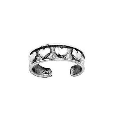Sterling Silver Row of Hearts Toe Ring - G.D.Morgan Jewellery Collection