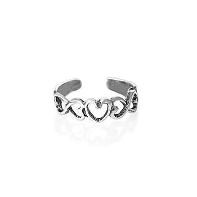 Sterling Silver Open Row of Hearts Toe Ring - G.D.Morgan Jewellery Collection
