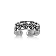 Sterling Silver Row of Flowers Toe Ring - G.D.Morgan Jewellery Collection